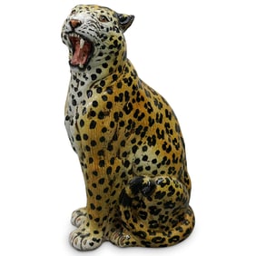 Vintage Italian Terracotta Leopard Sculpture