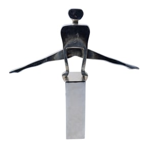 Dolbi Casher 1980 Chrome Plated Gymnast Sculpture