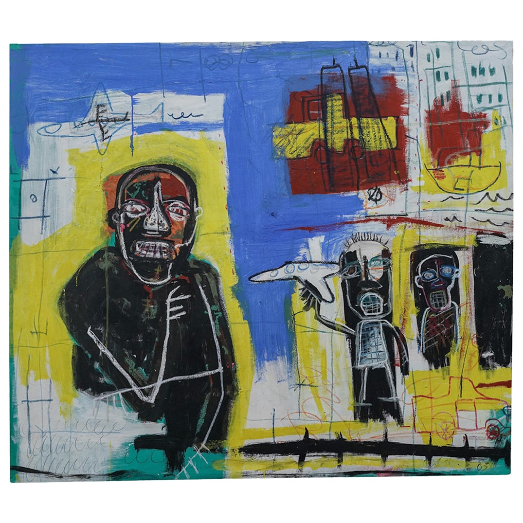 Signed Manner of Basquiat Acrylic on Canvas Abstract Painting (1 of 6)