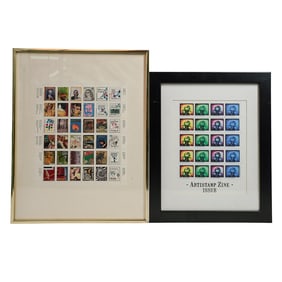 (2pc) Ginny Lloyd "Artistamp Zine - Issue" And Mixed Artistamp Sheet Group