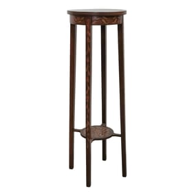 Mid Century Mahogany Pedestal w/ Floral Marquetry