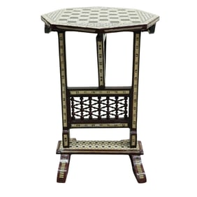 Egyptian Mother of Pearl and Bone Inlay Game Table