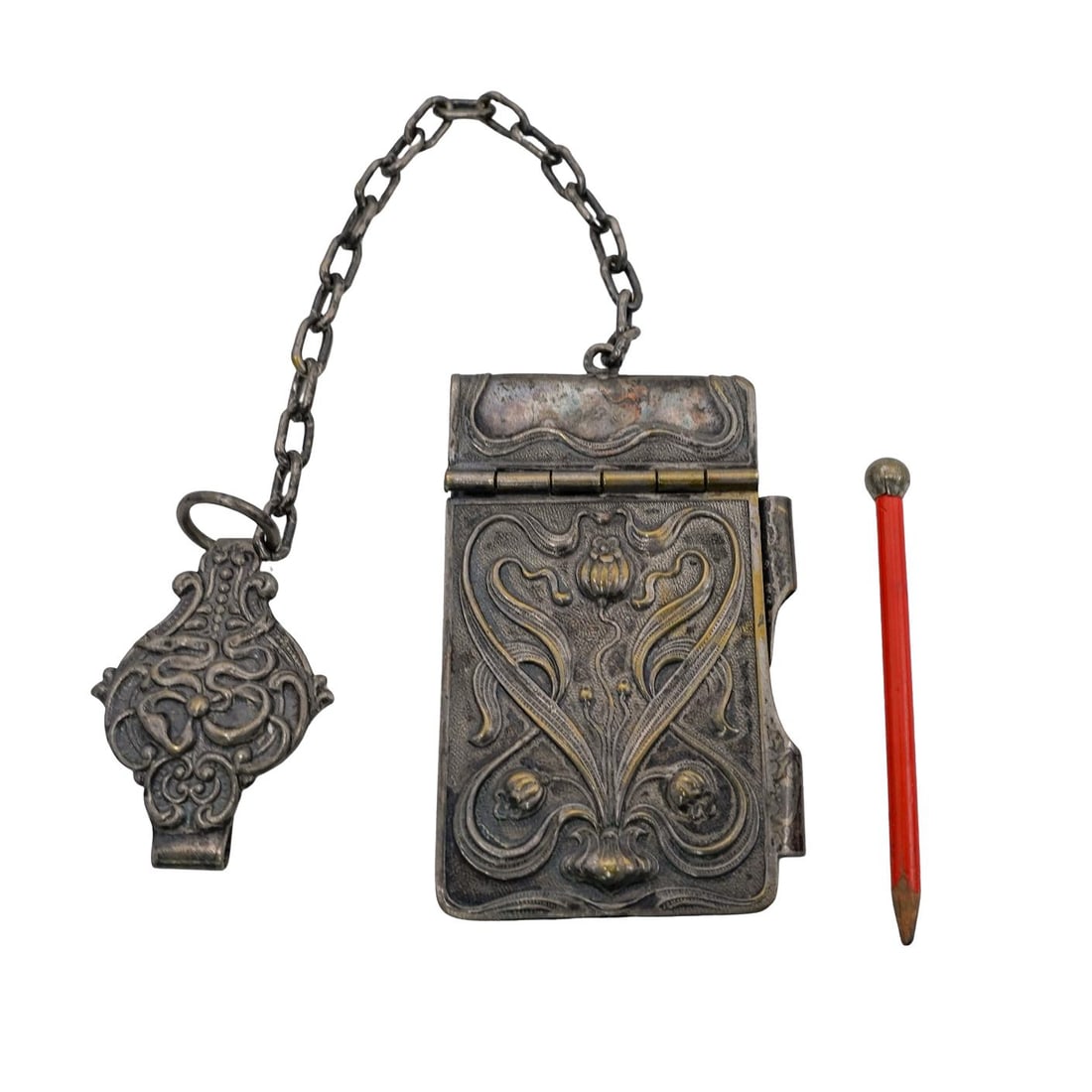 Art nouveau Silver Plated Notebook with Pencil (1 of 5)