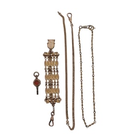 (4 pcs) Victorian Gold Filled Pocket Watch Accessories