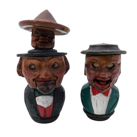 Black Forest Wood Carved Figural Bottle Stoppers