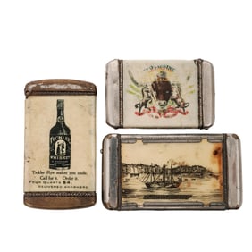 (3pc) Antique Tins Match Safes with Decorative Designs