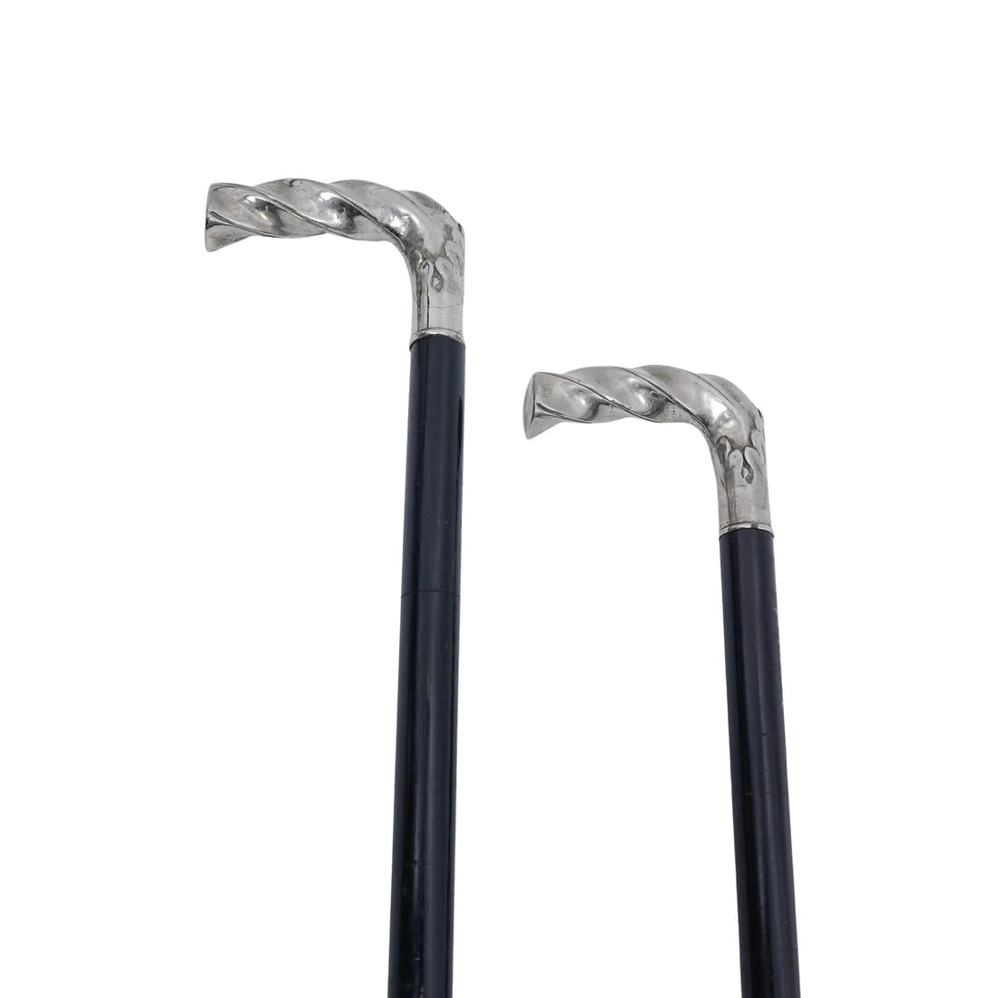 (2 Pc) Vintage Silver Plated and Lacquered Wood Canes (1 of 6)