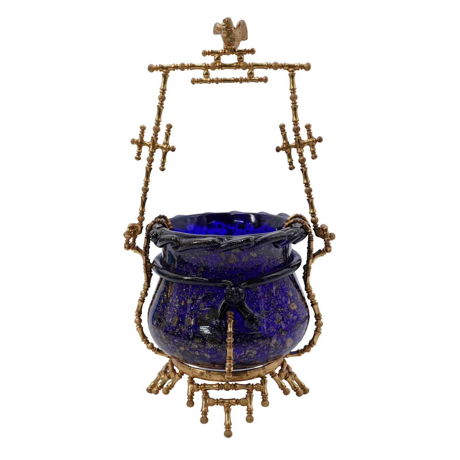 Vintage Gilt Brass and Blown Glass Vessel (1 of 7)