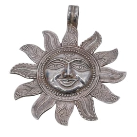Large Sterling Silver Sun God Pendant