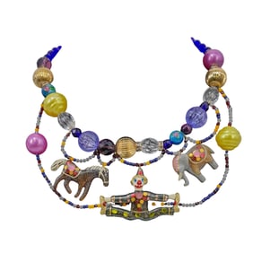 Vintage Hand Made Resin Beaded Circus Themed Necklace