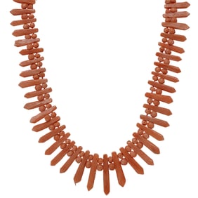 Art Deco Coral Beaded Necklace