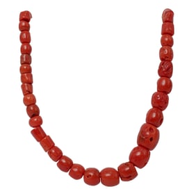 Vintage Red Coral Beaded Necklace