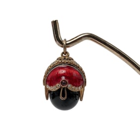 Russian Enameled Silver and Onyx Egg Pendant
