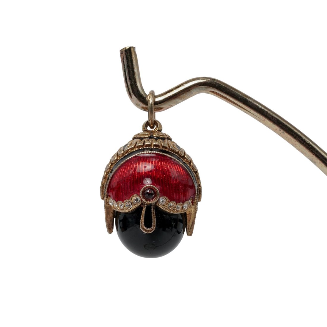 Russian Enameled Silver and Onyx Egg Pendant (1 of 6)