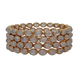 (4 pcs) Vermeil Sterling Silver and Moonstone Bangles