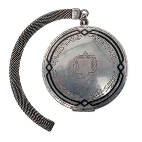 Vintage Nickel Silver Enamel Compact