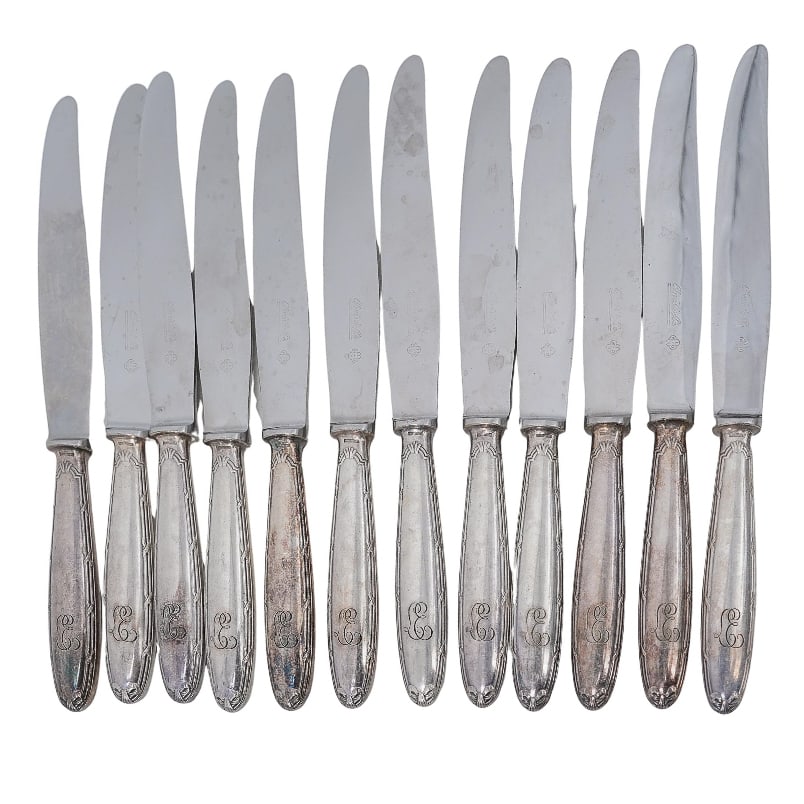 (12 pcs) Christofle Silver Plated and Stainless Steel Dinner Knives (1 of 6)