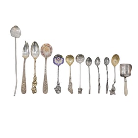 (12 pcs) Antique Sterling Silver Spoons and Scoops