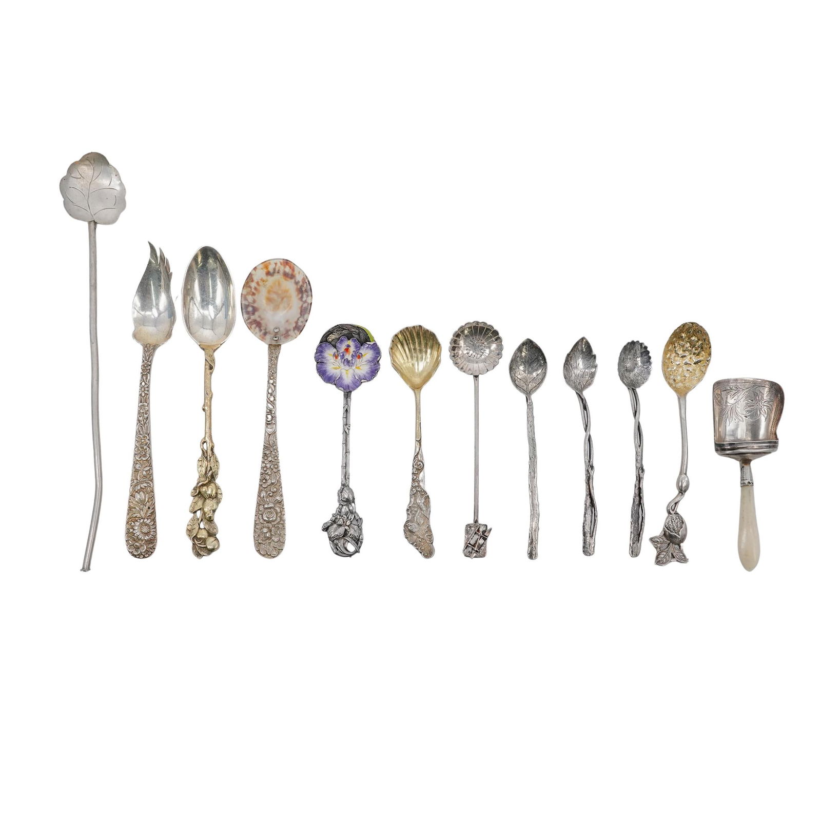 (12 pcs) Antique Sterling Silver Spoons and Scoops (1 of 16)