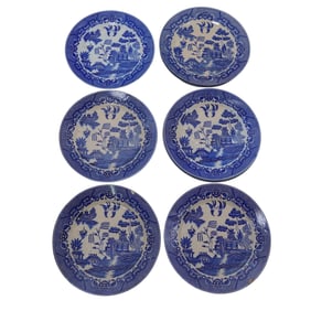 (19pc) Japanese"Double Phoenix" Blue Willow Dinnerware