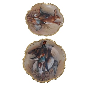 (2 Pc) Dubois Limoges Game Wall Charger Plates