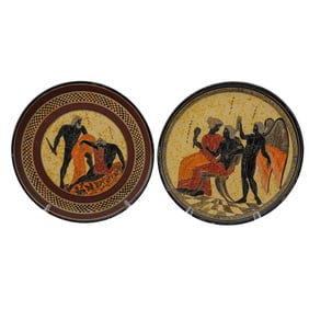Pair of Greek Ceramic Ancient Style Cabinet Plates