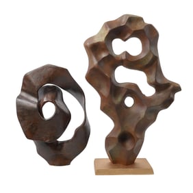(2pc) Abstract Organic Metal Sculptures