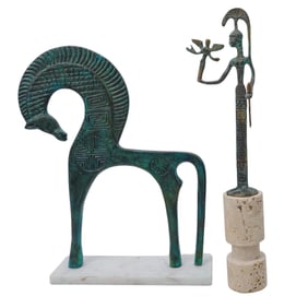 (2 Pc) Pair of Ancient Greek Style Bronze Sculptures