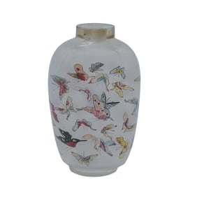Chinese Reverse-Painted Glass Snuff Bottle with Butterflies