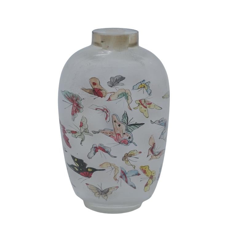 Chinese Reverse-Painted Glass Snuff Bottle with Butterflies (1 of 6)