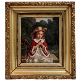 Antique Villol (1843) Hand Painted Enamel Porcelain Plaque