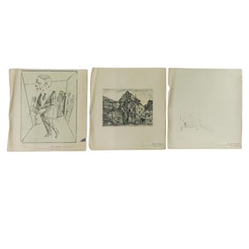 (3 Pc) German Artist Drypoint Etchings