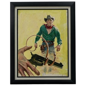 (2 Pc)  William MacLeod Raine "Texas Man" 1st Ed. Book & Painting