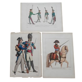 (3 Pc) Raphael Jacquemin (French, 1821-1881) Hand-Colored Engravings