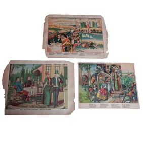 (3 Pc) 19th C. Russian Lubok Posters