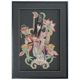 Vintage Japanese Embroidered Silk Doll