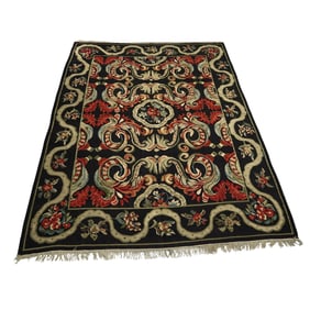 Antique Floral Scrollwork Woven Area Rug