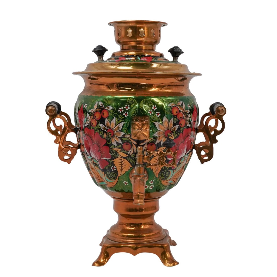 Vintage Russian Enameled Gilt Brass Samovar (1 of 12)