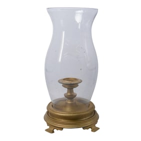 Large Princess House Heritage Glass and Brass Hurricane Lamp