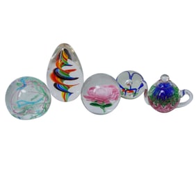 (5pc) Vintage Art glass Paper Weights