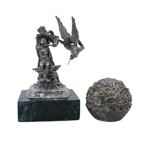 Yaacov Heller Silver Overlaid "The Sacrifice of Isaac" & "Jerusalem" Sculptures