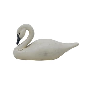 Vintage Carved Wood Swan Decoy, Dated
