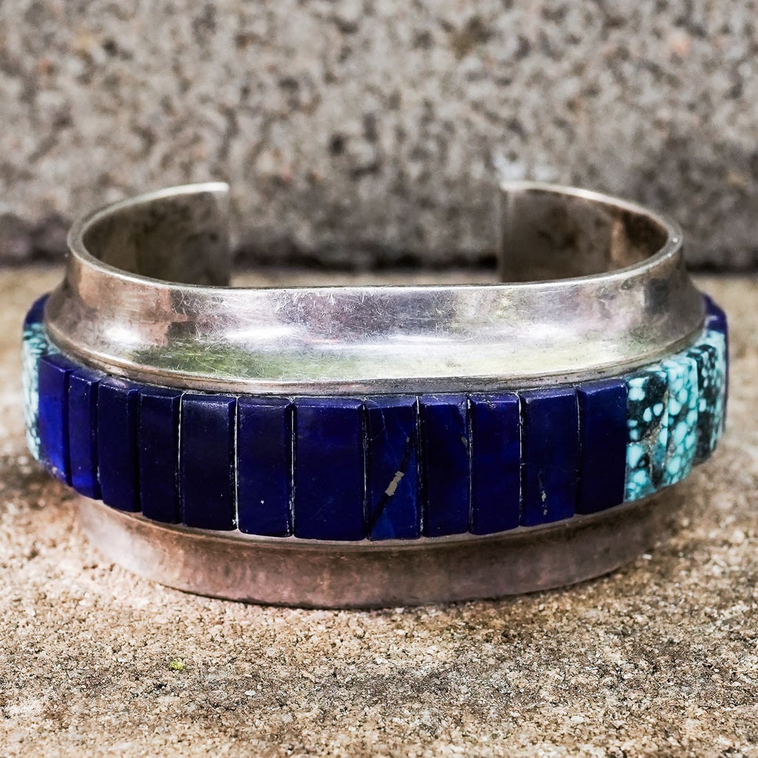 Rick Jackson Navajo Sterling Silver Lapis & Turquoise Cuff Bracelet