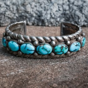 Ben Begaye Navajo Sterling Silver & Turquoise Cuff Bracelet