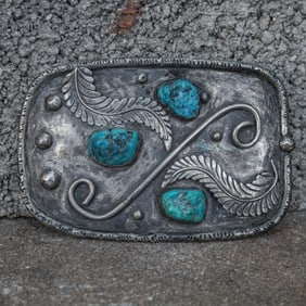 Navajo Sterling Silver & Turquoise Belt Buckle