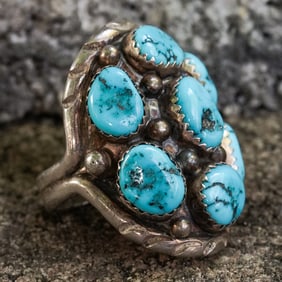 Tom Touchiine Vintage Navajo Sterling Silver & Turquoise Ring