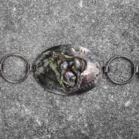 Vintage Signed Navajo Sterling Silver Horse-Motif Concho Belt