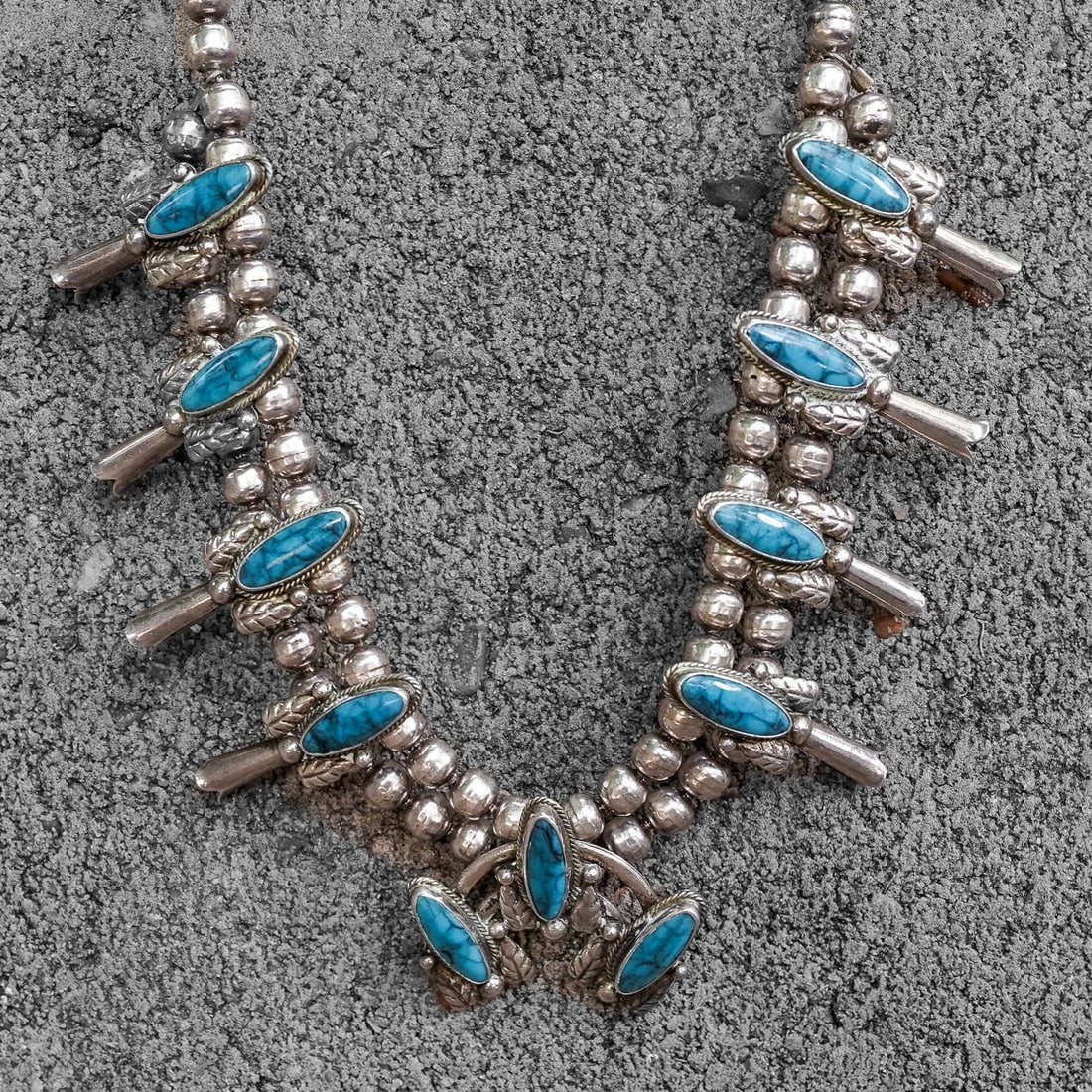 Luis Ramirez Sterling Silver Turquoise Squash Bottom Necklace (1 of 6)