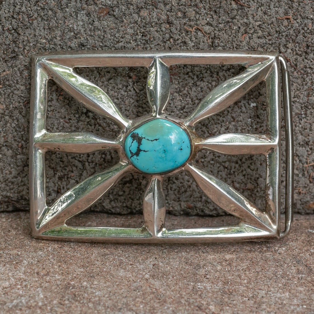 F.L. Begay Vintage Navajo Sterling Silver & Turquoise Belt Buckle (1 of 5)