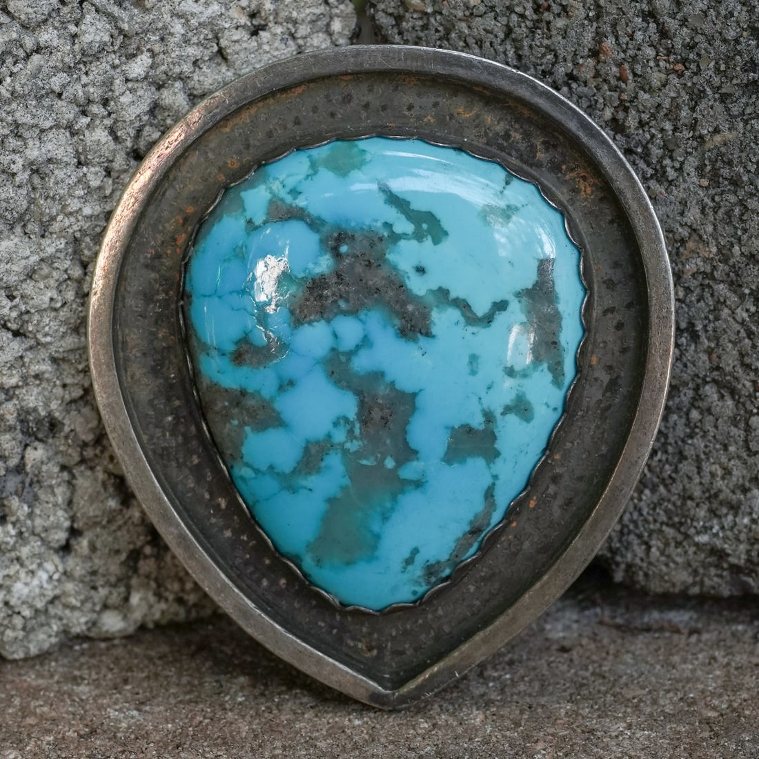 Vintage Signed Navajo Sterling Silver Turquoise Belt Buckle (1 of 6)